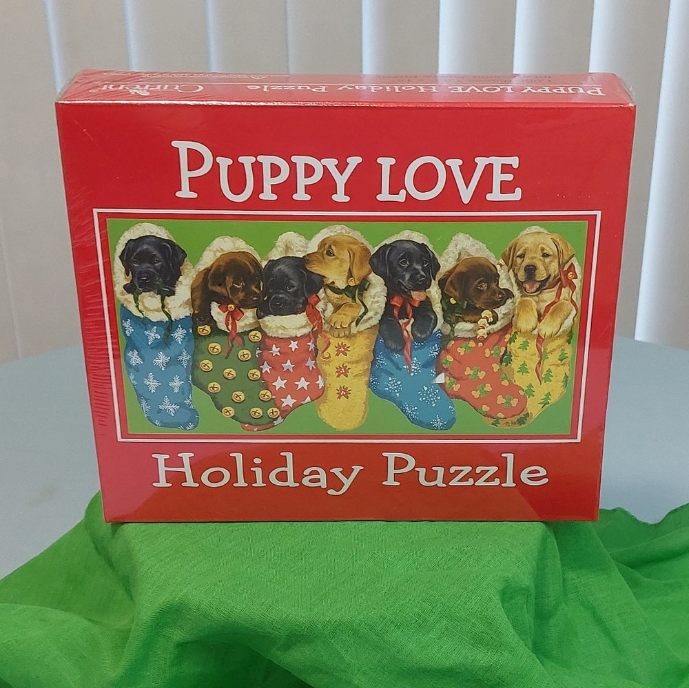 Puppy Love Holiday Puzzle 1000 Pieces Current 32x15 Sealed